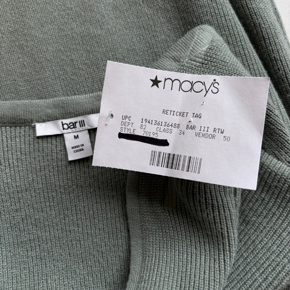 Bar III Women's Size Medium Strapless Twist-Detail Green Midi Sweater Dress NWT - Picture 4 of 4